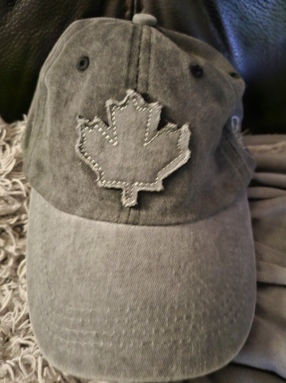Unisex Gray Canada Cap — Neutral Washed Denim Finish